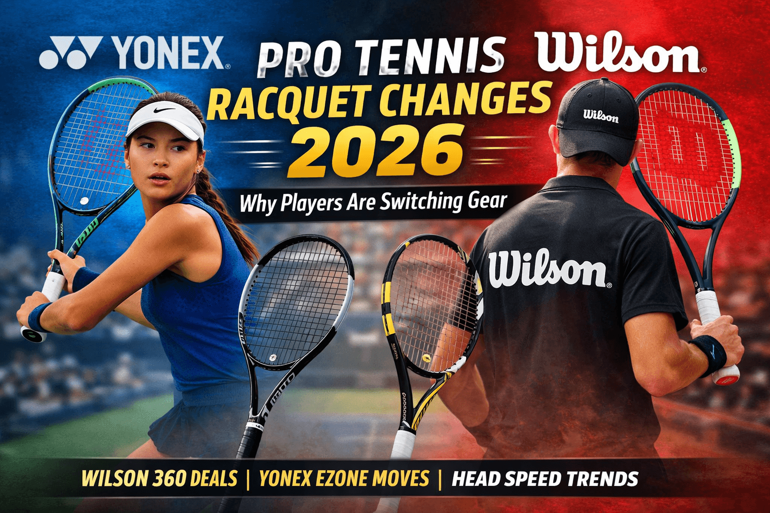 Pro tennis racquet changes in 2026 explained sponsorship shifts, Wilson vs Yonex moves, and what everyday players can learn for better power and forgiveness.