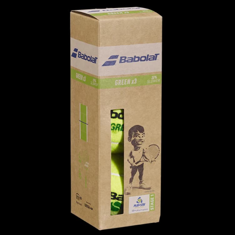 BABOLAT Babolat Green (Stage 1) tennis ball - kids / learning (Stage 1 - green dot) felt, for full-court learning and junior development and adult beginner drills courts rated 4.6/5 stars